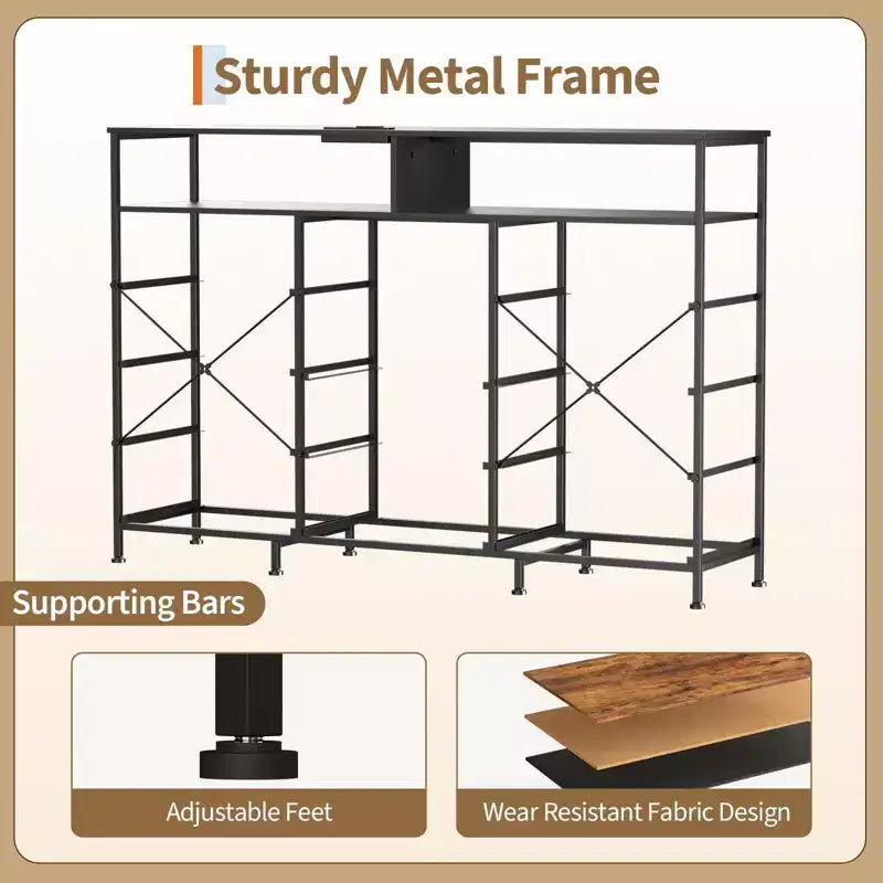 Meuble TV de 55 pouces avec commode en tissu, 11 tiroirs et étagères ouvertes, organisateur de rangement pour chambre et salon