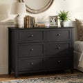 Meuble de Rangement à Tiroirs (Lot de 2), Commode 6 Tiroirs pour Téléviseur 48 Pouces, Meuble TV Organiseur Moderne en Bois pour Salon, Entrée, Couloir, Noir