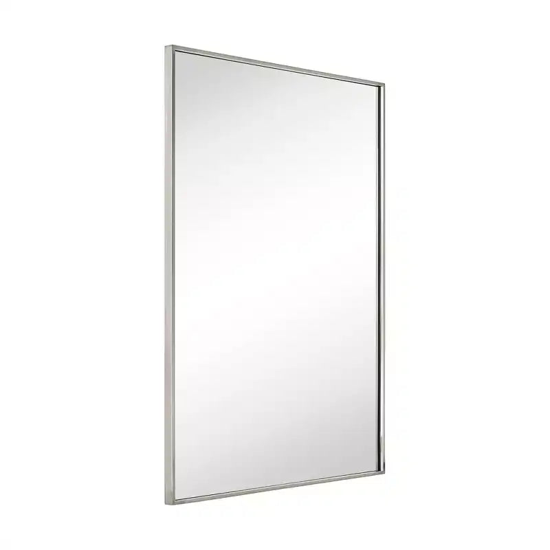 Miroir de salle de bain avec coins carrés, miroir rectangulaire encadré en métal en acier inoxydable pour salle de bain