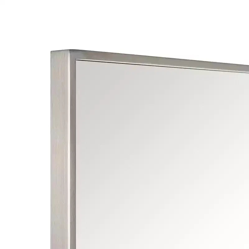 Miroir de salle de bain avec coins carrés, miroir rectangulaire encadré en métal en acier inoxydable pour salle de bain