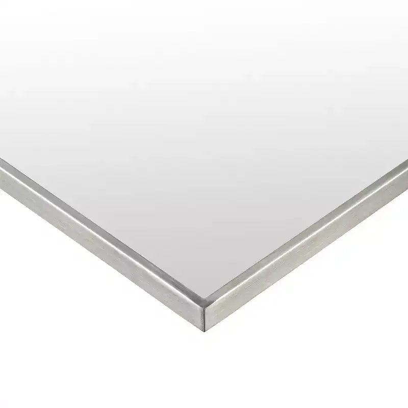Miroir de salle de bain avec coins carrés, miroir rectangulaire encadré en métal en acier inoxydable pour salle de bain