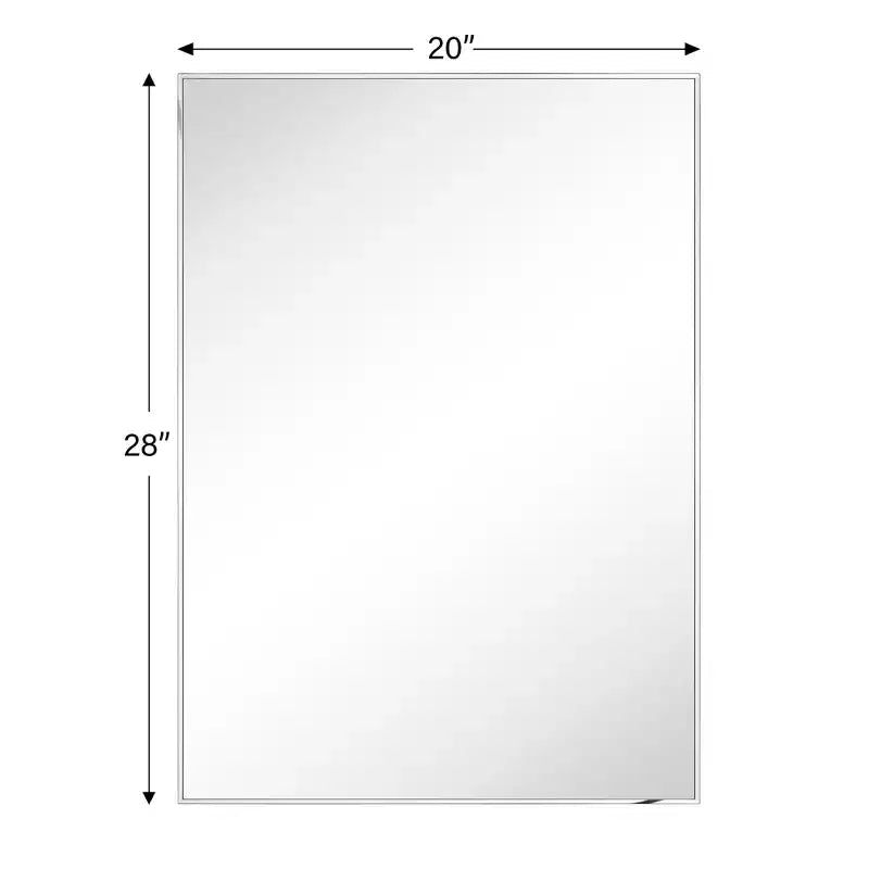 Miroir de salle de bain avec coins carrés, miroir rectangulaire encadré en métal en acier inoxydable pour salle de bain