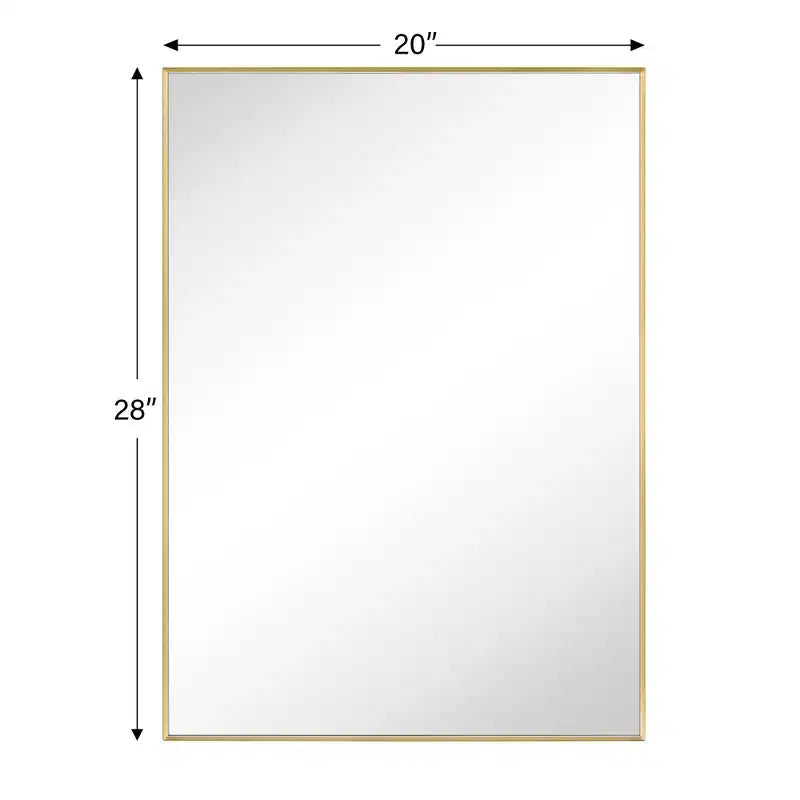 Miroir de salle de bain avec coins carrés, miroir rectangulaire encadré en métal en acier inoxydable pour salle de bain
