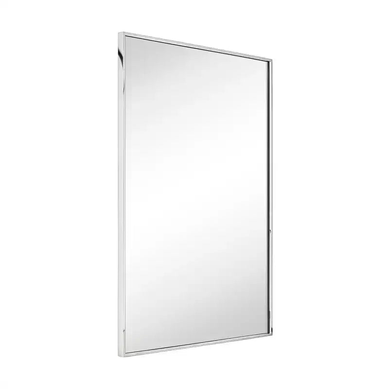 Miroir de salle de bain avec coins carrés, miroir rectangulaire encadré en métal en acier inoxydable pour salle de bain