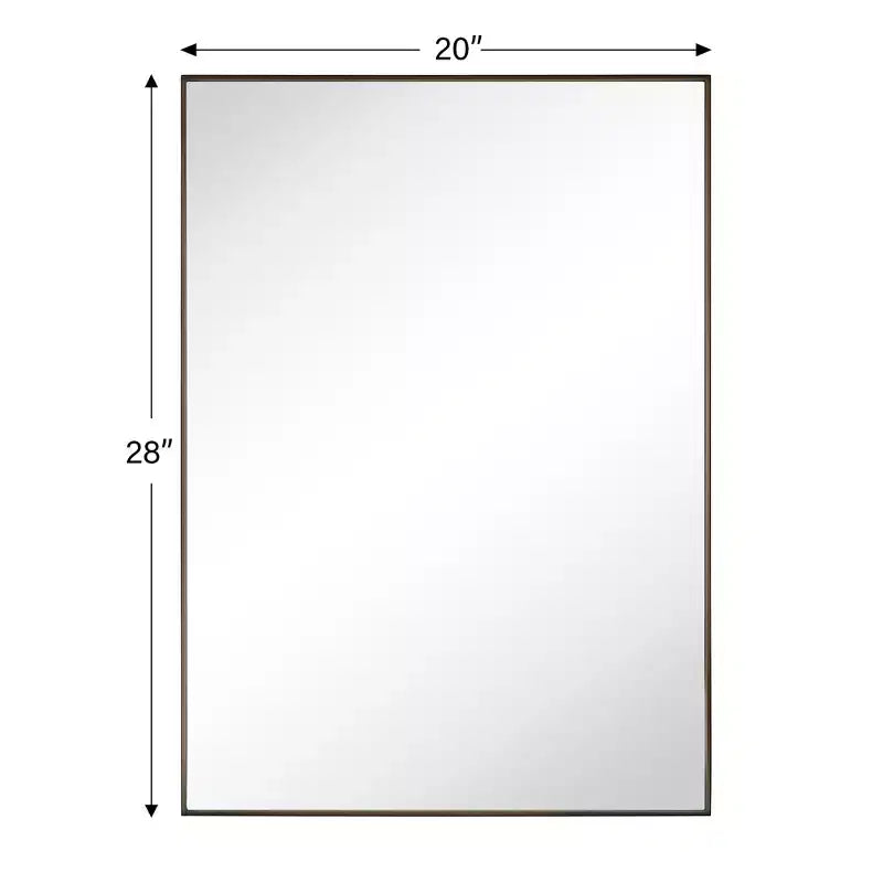 Miroir de salle de bain avec coins carrés, miroir rectangulaire encadré en métal en acier inoxydable pour salle de bain