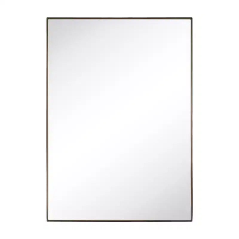 Miroir de salle de bain avec coins carrés, miroir rectangulaire encadré en métal en acier inoxydable pour salle de bain