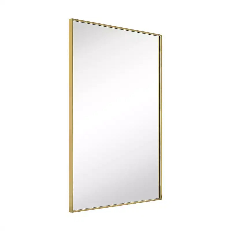 Miroir de salle de bain avec coins carrés, miroir rectangulaire encadré en métal en acier inoxydable pour salle de bain
