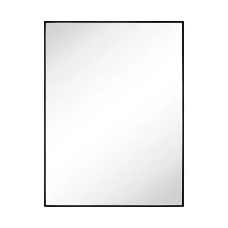 Miroir de salle de bain avec coins carrés, miroir rectangulaire encadré en métal en acier inoxydable pour salle de bain