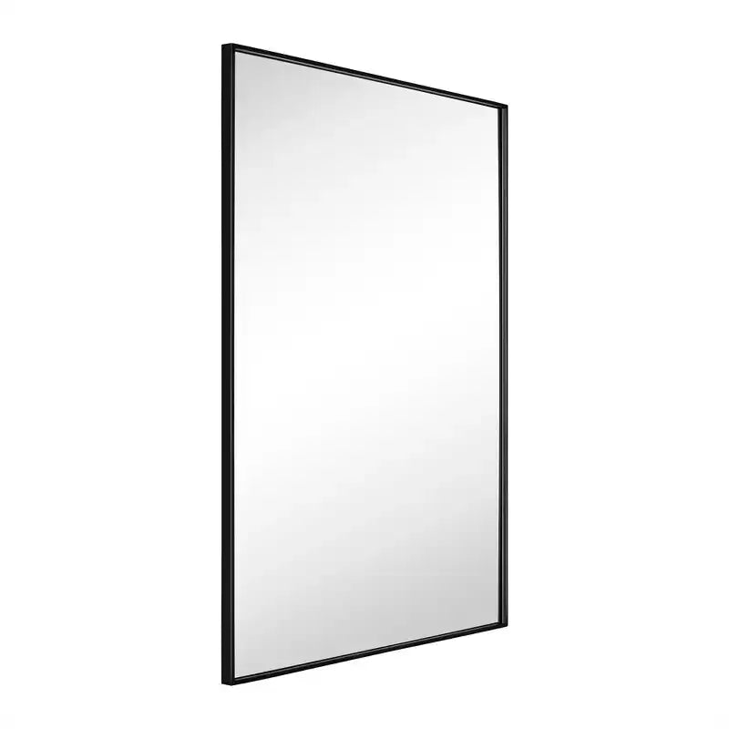 Miroir de salle de bain avec coins carrés, miroir rectangulaire encadré en métal en acier inoxydable pour salle de bain