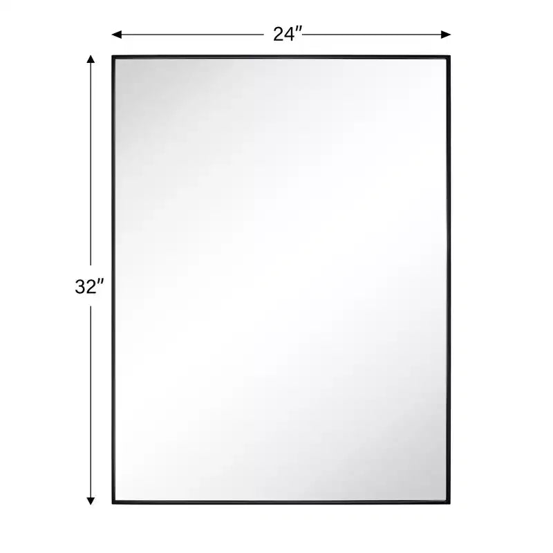 Miroir de salle de bain avec coins carrés, miroir rectangulaire encadré en métal en acier inoxydable pour salle de bain