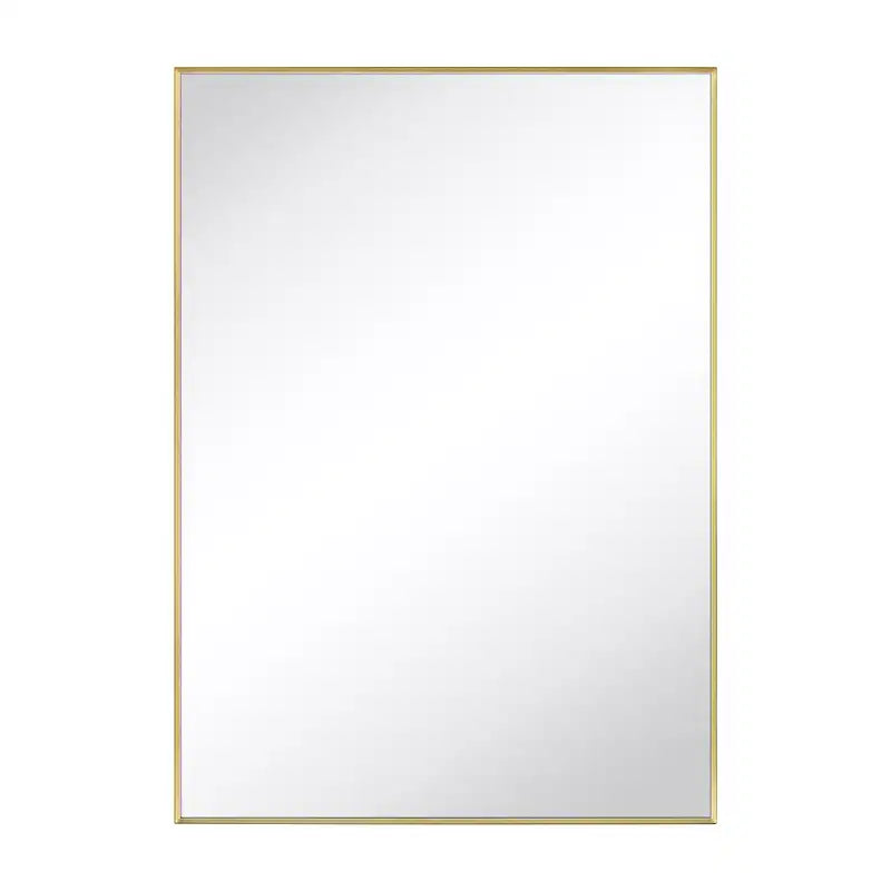 Miroir de salle de bain avec coins carrés, miroir rectangulaire encadré en métal en acier inoxydable pour salle de bain