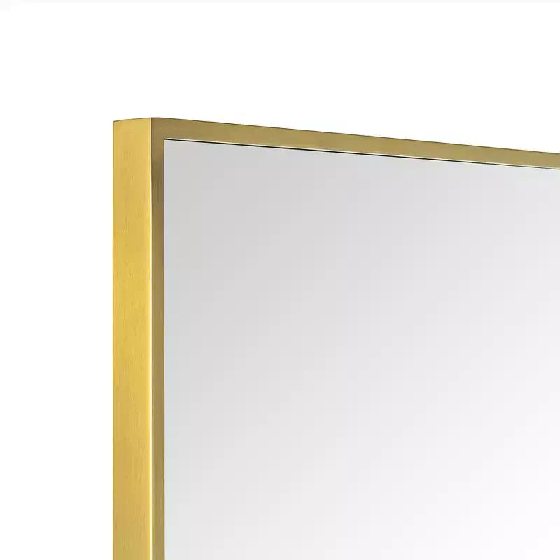 Miroir de salle de bain avec coins carrés, miroir rectangulaire encadré en métal en acier inoxydable pour salle de bain