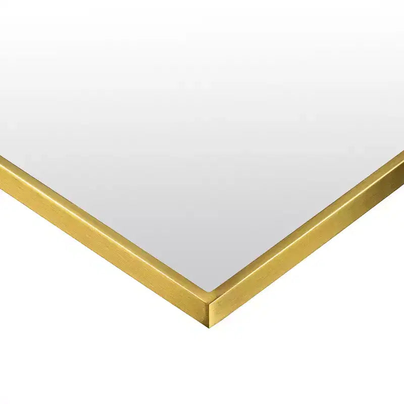 Miroir de salle de bain avec coins carrés, miroir rectangulaire encadré en métal en acier inoxydable pour salle de bain