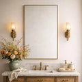 TEHOME Bathroom Vanity Mirror with Squared Corners, Rectangle Stainless Steel Metal Framed Mirror for Bathroom