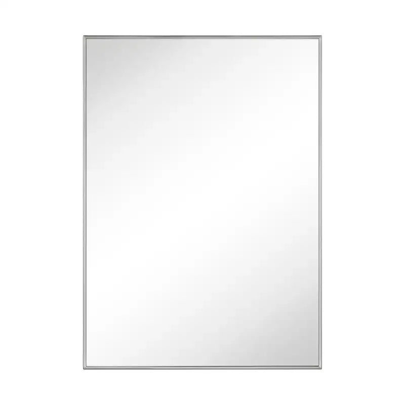 Miroir de salle de bain avec coins carrés, miroir rectangulaire encadré en métal en acier inoxydable pour salle de bain