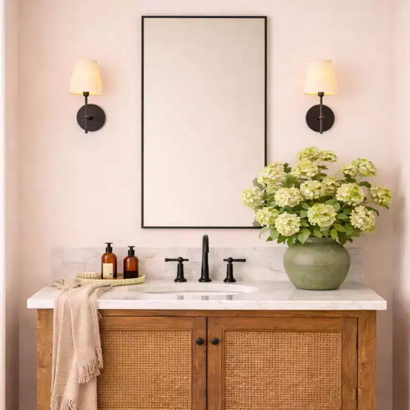 Miroir de salle de bain avec coins carrés, miroir rectangulaire encadré en métal en acier inoxydable pour salle de bain