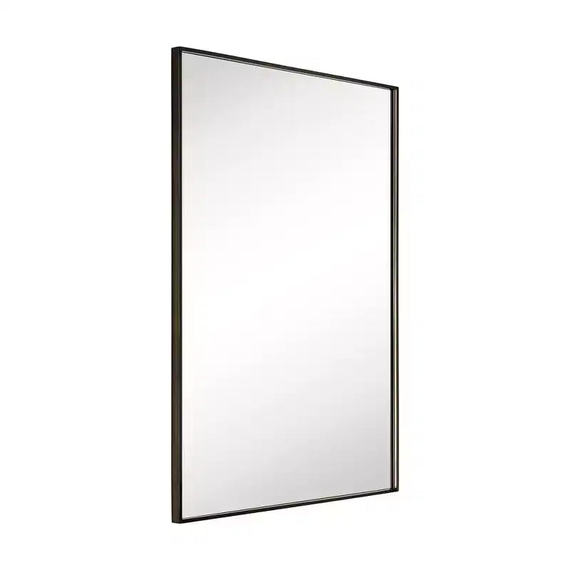 Miroir de salle de bain avec coins carrés, miroir rectangulaire encadré en métal en acier inoxydable pour salle de bain