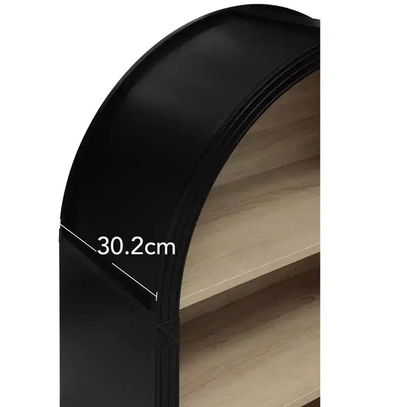 Meuble de rangement à 4 étagères en bois et métal avec bords sculptés, 28 pouces