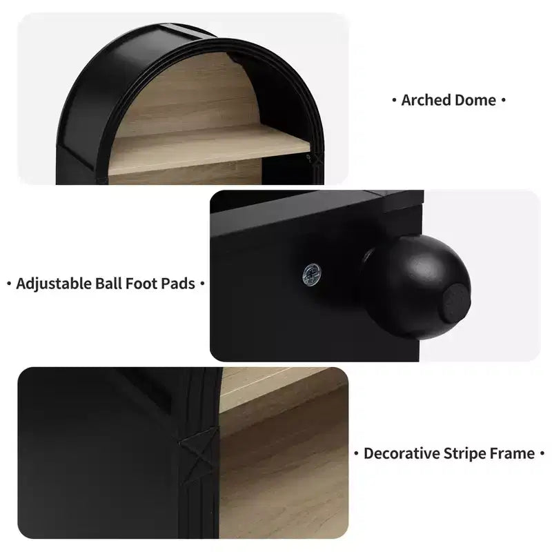 Meuble de rangement à 4 étagères en bois et métal avec bords sculptés, 28 pouces