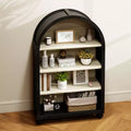 Meuble de rangement à 4 étagères en bois et métal avec bords sculptés, 28 pouces