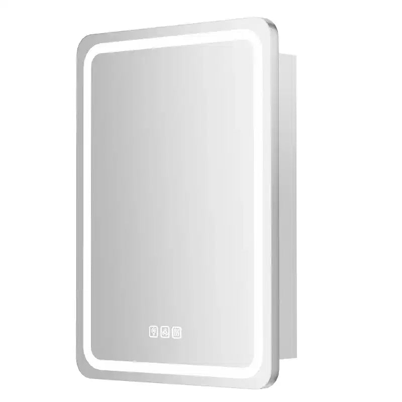 Armoire à pharmacie rectangulaire en fer de 20 po L x 28 po H avec miroir, éclairage DEL à intensité variable, anti-buée et prises de courant - Entièrement assemblée