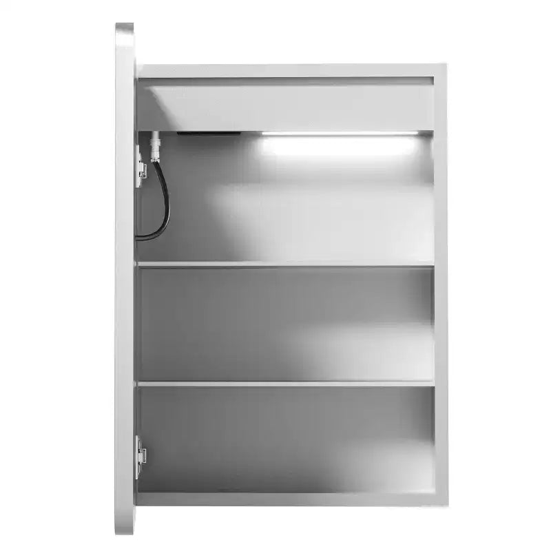 Armoire à pharmacie rectangulaire en fer de 20 po L x 28 po H avec miroir, éclairage DEL à intensité variable, anti-buée et prises de courant - Entièrement assemblée