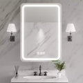 Armoire à pharmacie rectangulaire en fer de 20 po L x 28 po H avec miroir, éclairage DEL à intensité variable, anti-buée et prises de courant - Entièrement assemblée