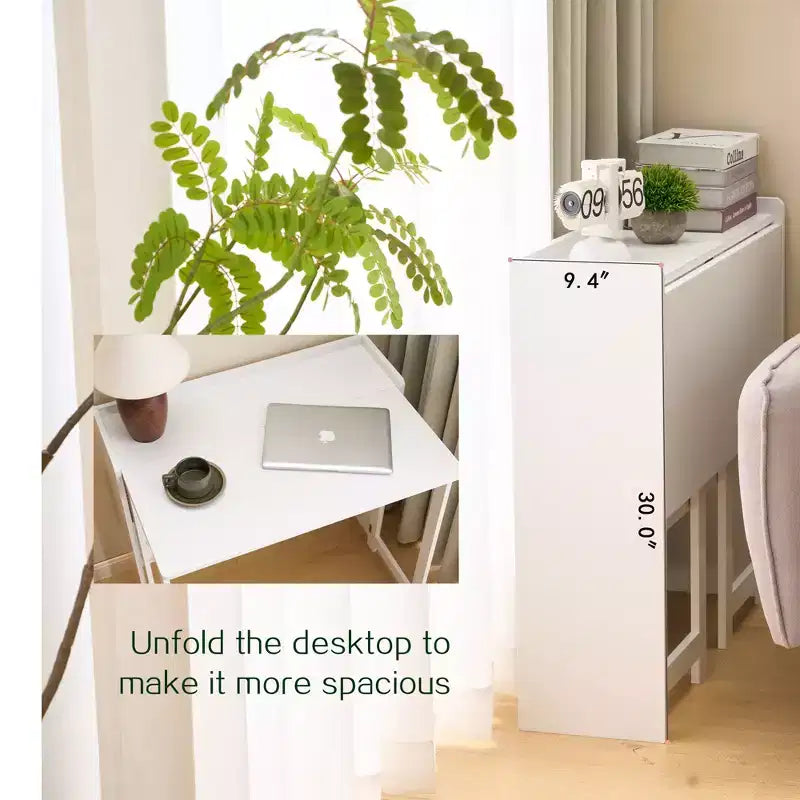 Bureau pliant avec étagère de rangement, petit bureau d'ordinateur à rabat avec bibliothèque, bureau d'écriture pour bureau à domicile, chambre à coucher, appartement