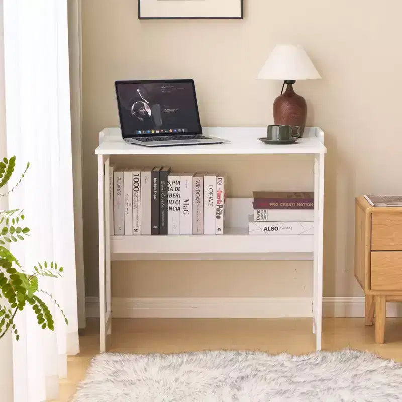 Bureau pliant avec étagère de rangement, petit bureau d'ordinateur à rabat avec bibliothèque, bureau d'écriture pour bureau à domicile, chambre à coucher, appartement