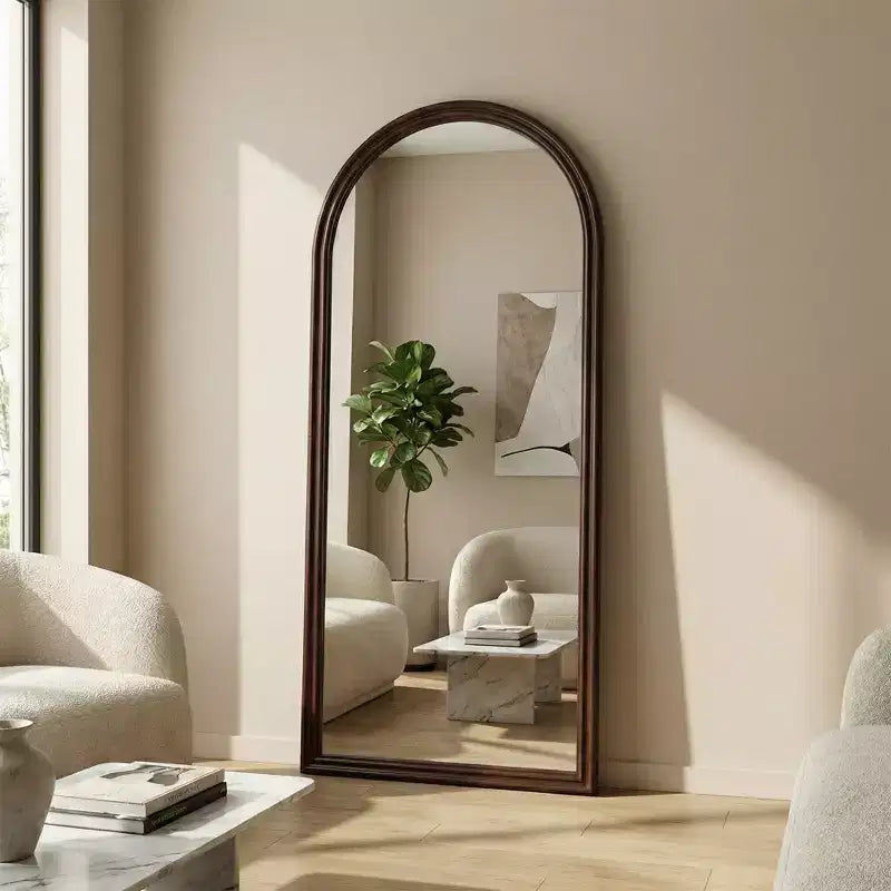 Miroir arqué pleine longueur 71H x 31W Miroir décoratif mural moderne à poser pour salon, salle à manger, entrée, chambre