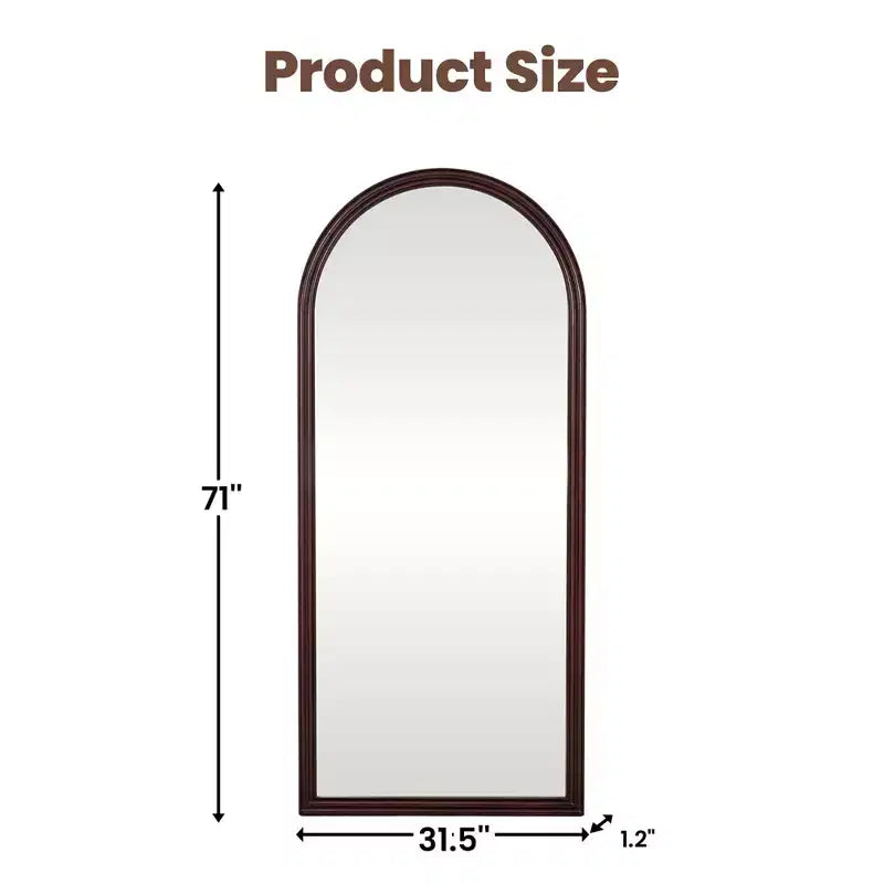 Miroir arqué pleine longueur 71H x 31W Miroir décoratif mural moderne à poser pour salon, salle à manger, entrée, chambre
