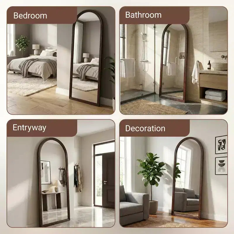 Miroir arqué pleine longueur 71H x 31W Miroir décoratif mural moderne à poser pour salon, salle à manger, entrée, chambre