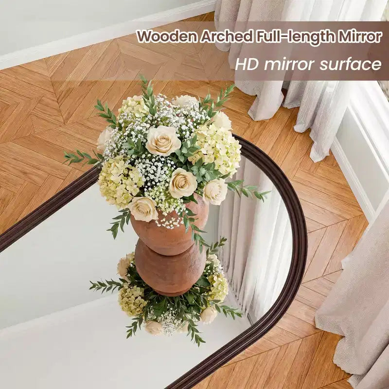 Miroir arqué pleine longueur 71H x 31W Miroir décoratif mural moderne à poser pour salon, salle à manger, entrée, chambre