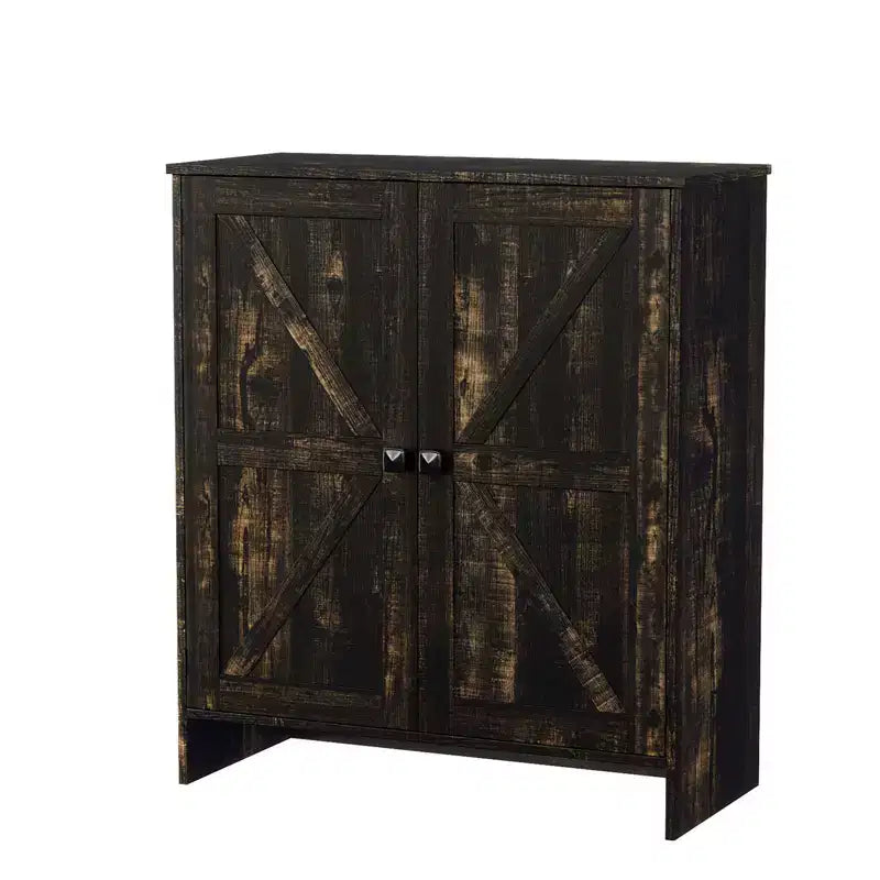 Meuble à chaussures 2 portes avec portes coulissantes, poignée carrée noire, chêne noir, 80 cm