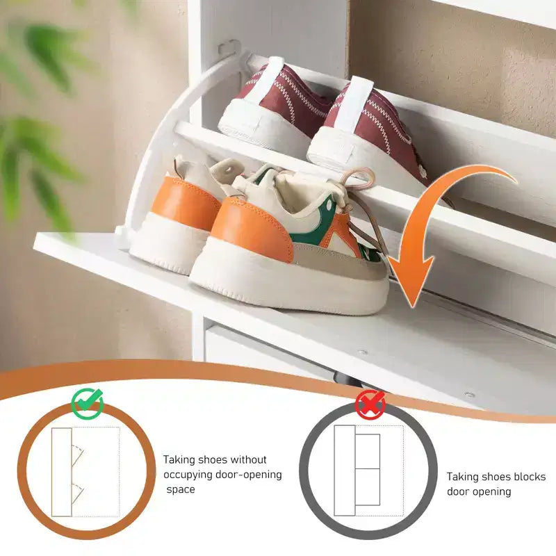 Meuble à chaussures à 3 tiroirs et porte coulissante avec déflecteur supérieur