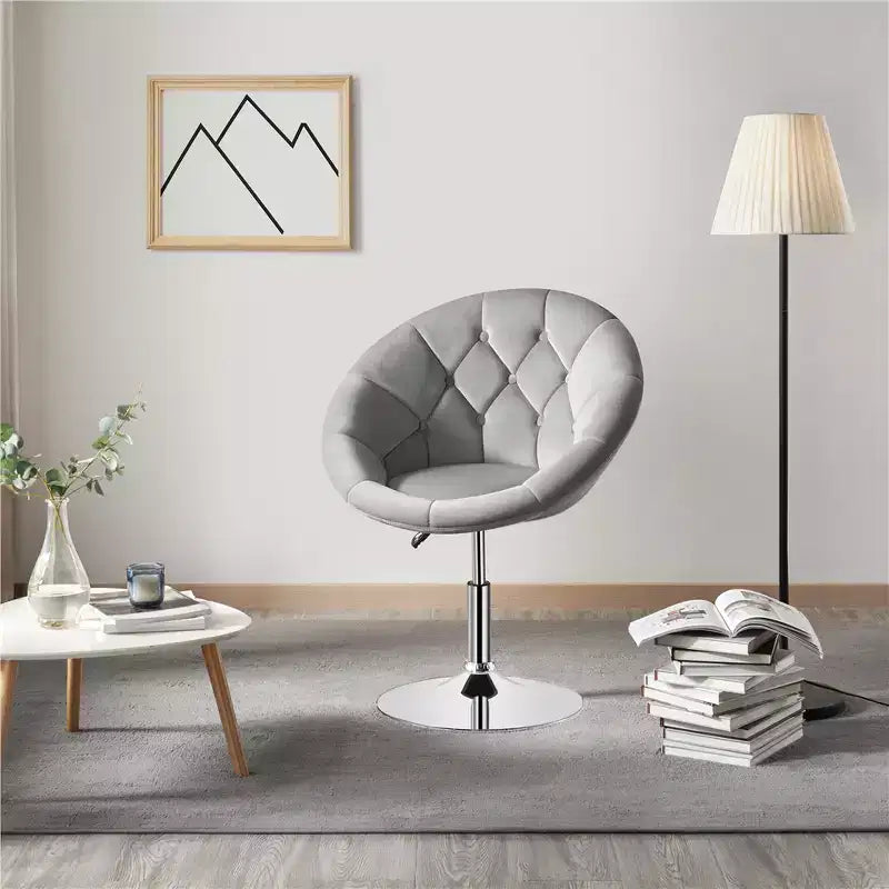 Fauteuil baril capitonné pivotant réglable en hauteur