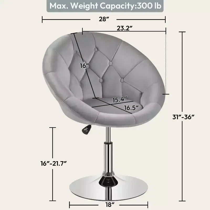 Fauteuil baril capitonné pivotant réglable en hauteur