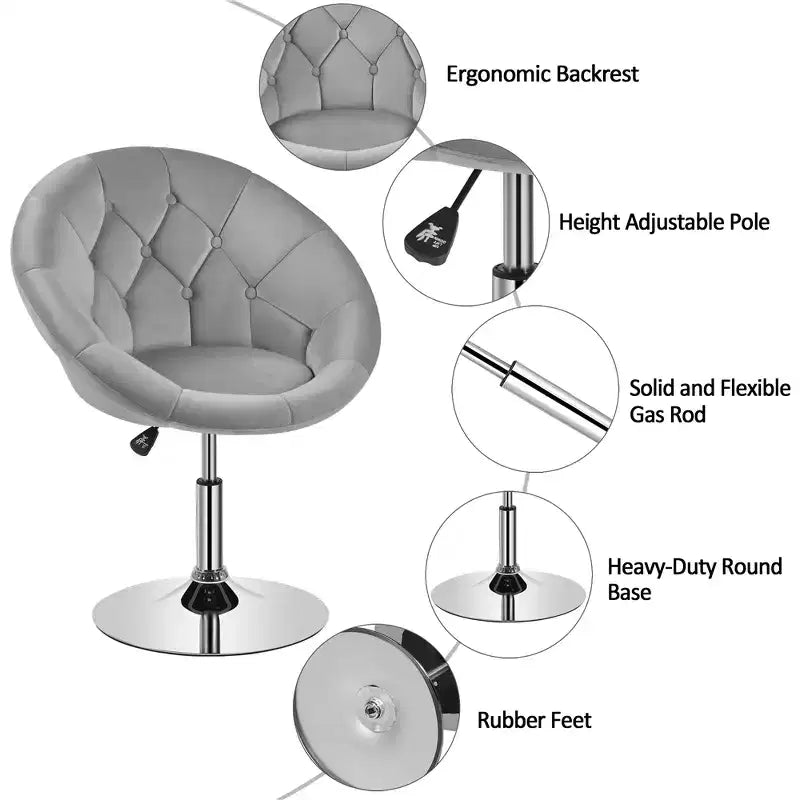 Fauteuil baril capitonné pivotant réglable en hauteur
