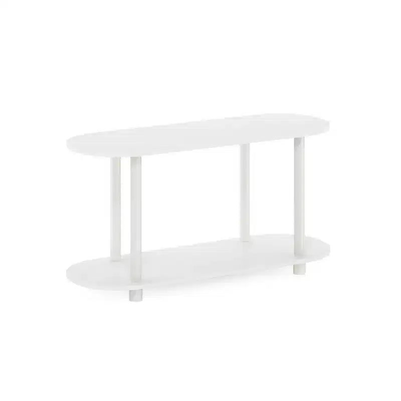 Table d'appoint ovale moderne à 2 niveaux, table d'appoint, table d'entrée pour salon, chambre à coucher, décoration intérieure, blanc