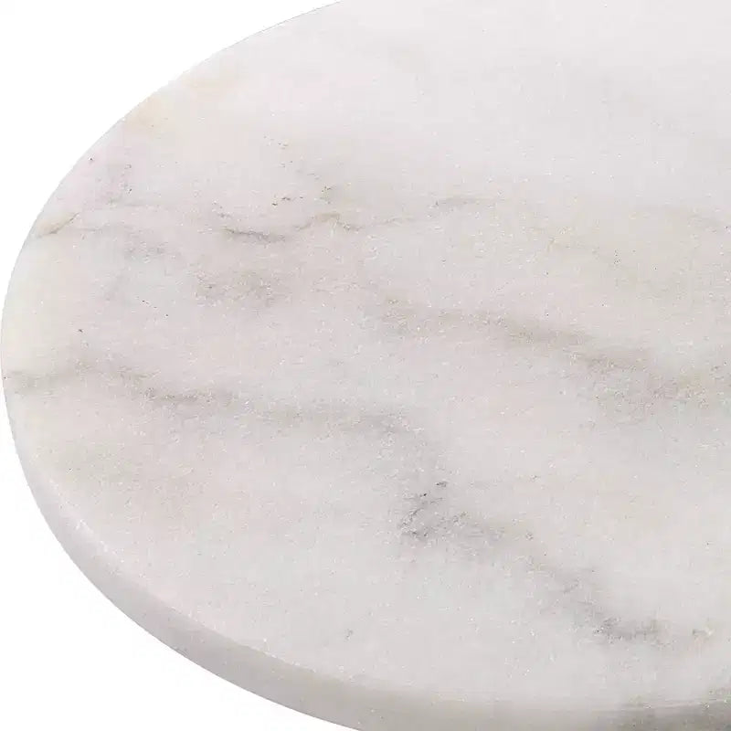 Table d'appoint ronde 12W en fer noir vieilli et marbre blanc