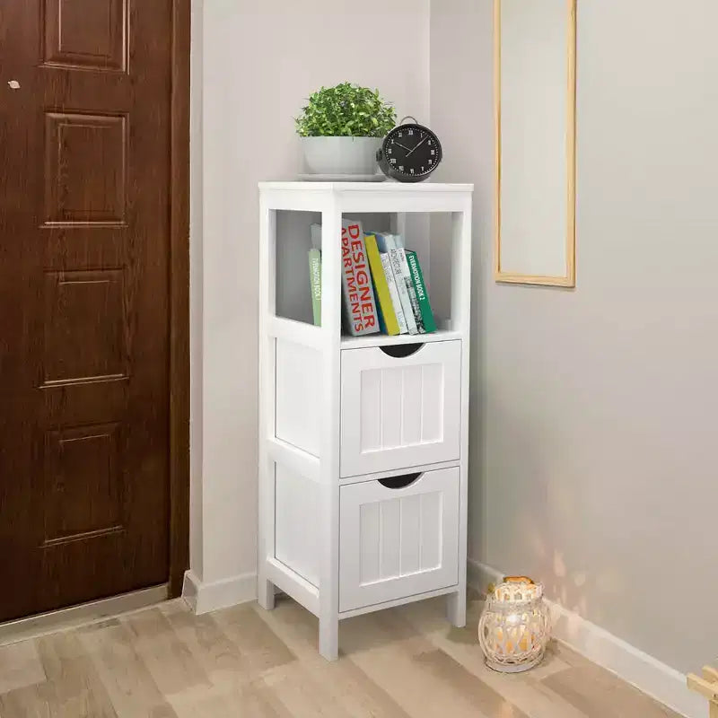 Meuble de rangement de salle de bain sur pied avec 2 tiroirs amovibles Marron/Gris/Noir