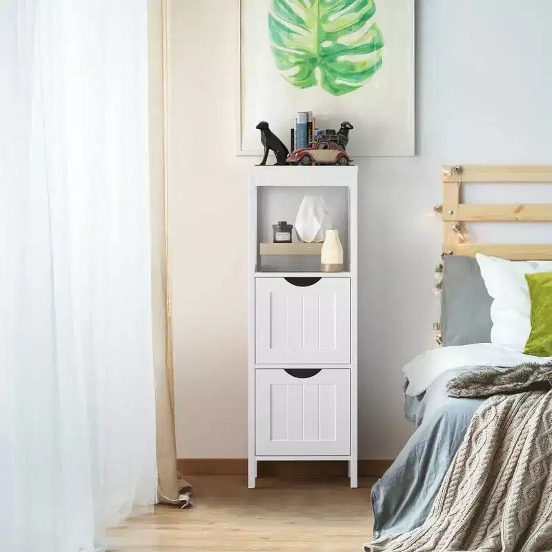 Meuble de rangement de salle de bain sur pied avec 2 tiroirs amovibles Marron/Gris/Noir