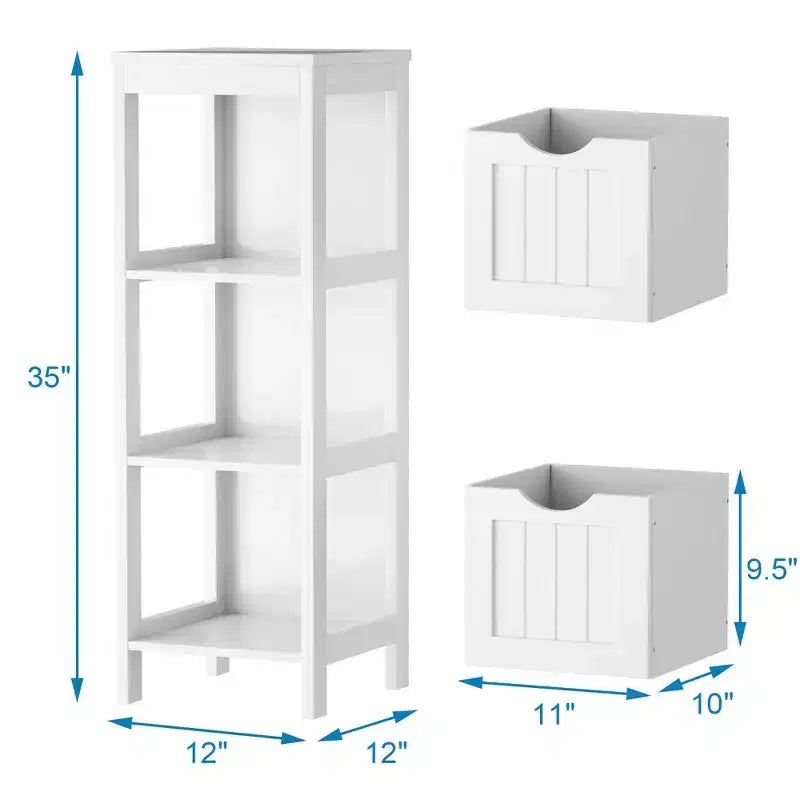 Meuble de rangement de salle de bain sur pied avec 2 tiroirs amovibles Marron/Gris/Noir
