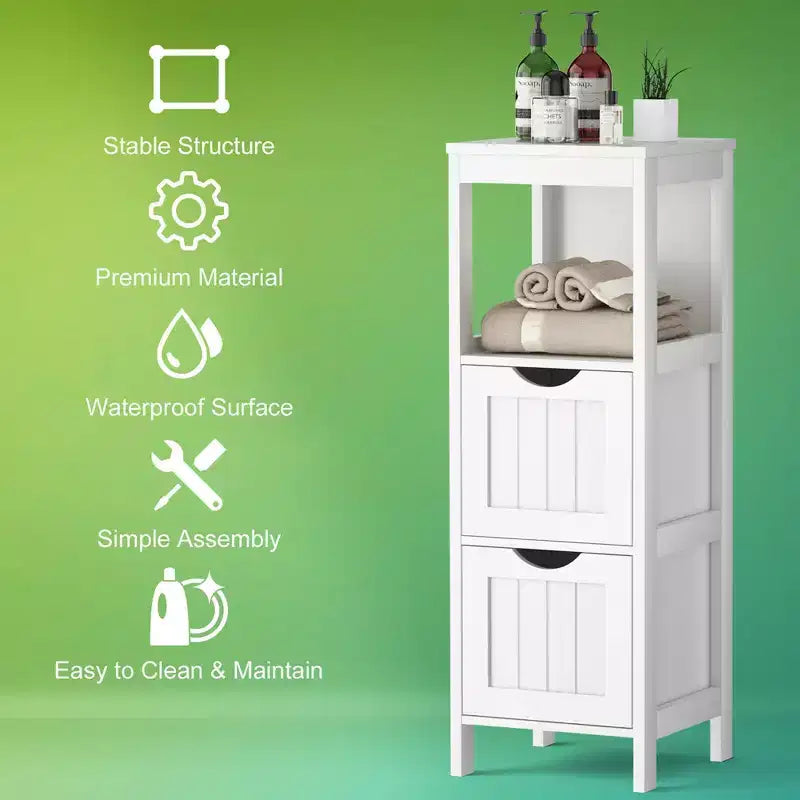 Meuble de rangement de salle de bain sur pied avec 2 tiroirs amovibles Marron/Gris/Noir