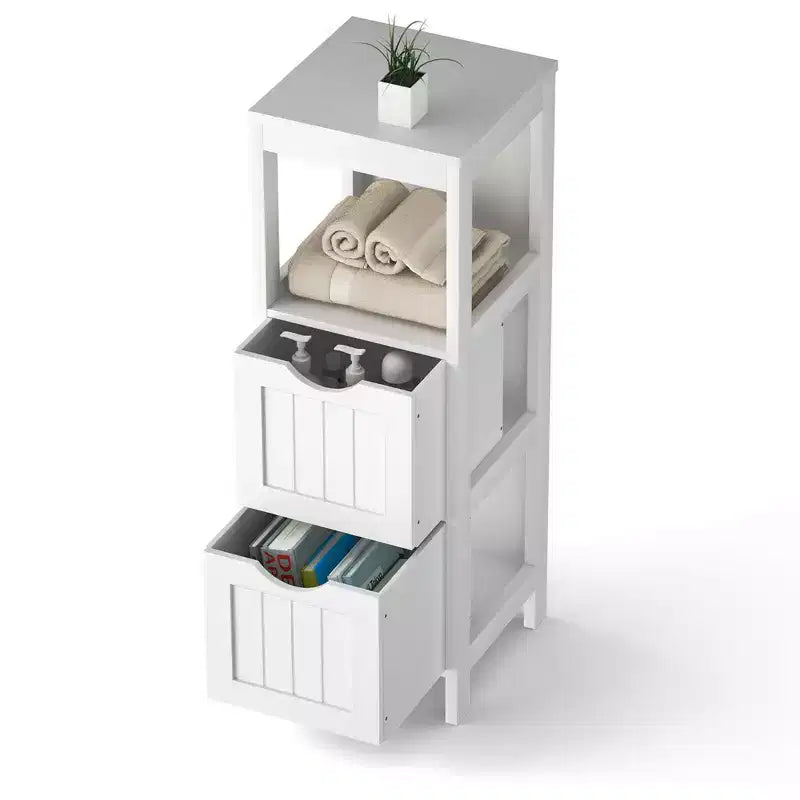 Meuble de rangement de salle de bain sur pied avec 2 tiroirs amovibles Marron/Gris/Noir